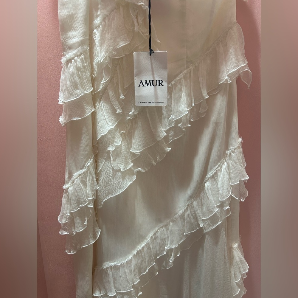 AMUR White One-Shoulder Ruffle Dress - Picture 4 of 5